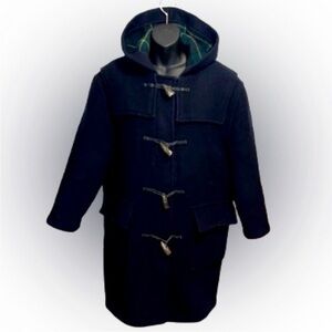 Burberry London navy blue Duffle wool coat with horn toggle closure size M